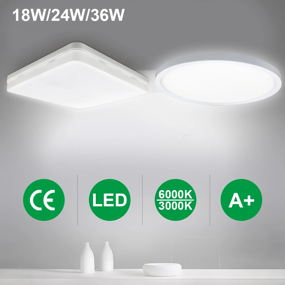 

Ultra-thin 10mm Round/Square Ceiling Light 6/9/18/24W Small Lamp For Hallway 24W 36W White/Warmwhite Living Room Bedroom Lights