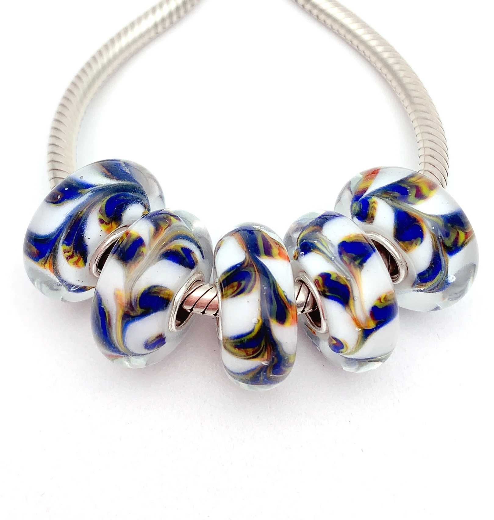 

YG132 5X 100% Authenticity S925 Sterling Silver Beads Murano Glassbeads beads Fit European Charms Bracelet diy jewelry Lampwork