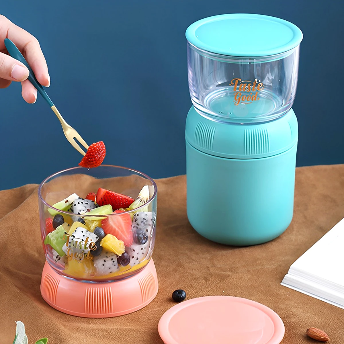 

Изолированная пищевая банка с контейнером для отверстий, контейнер для овсяной муки и йогурта, банка для еды и супа, портативная герметична...