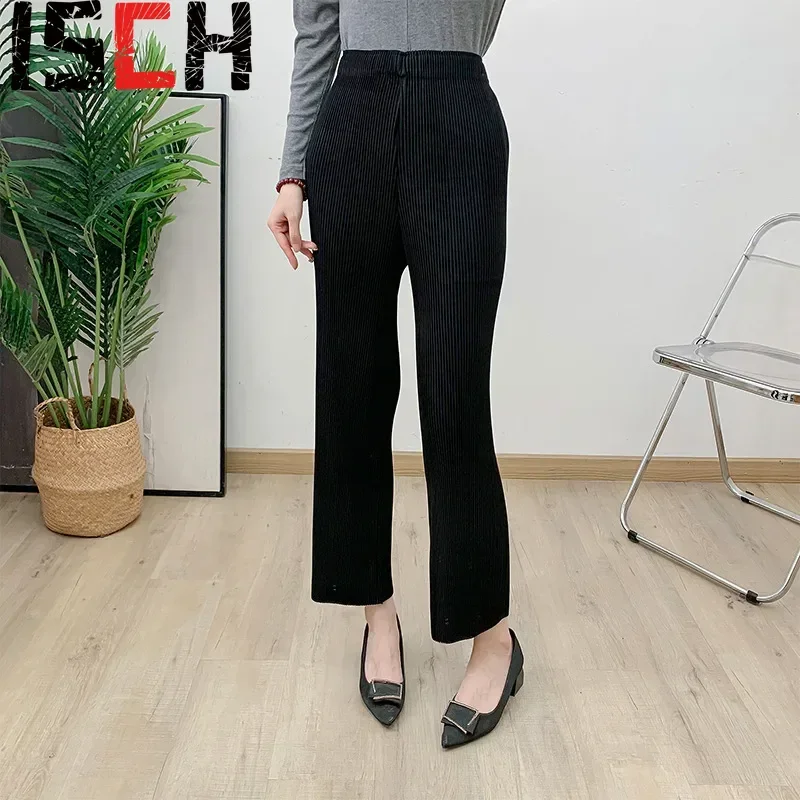 Плиссированные прямые брюки со складками женские повседневные новинка 2024