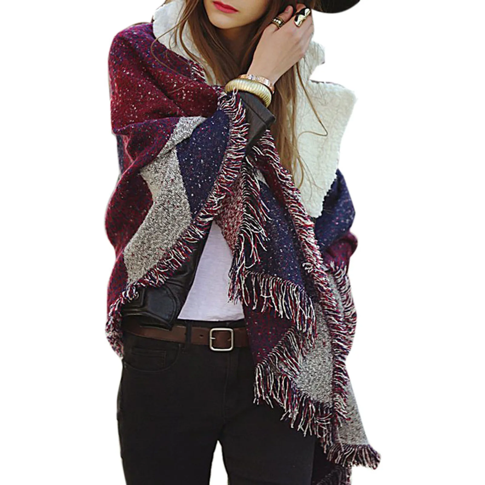 

Cashmere Soft Warm Scarf Soft Classic Check Plaid Printed Winter Scarf for Outdoor Trip Dating Shopping