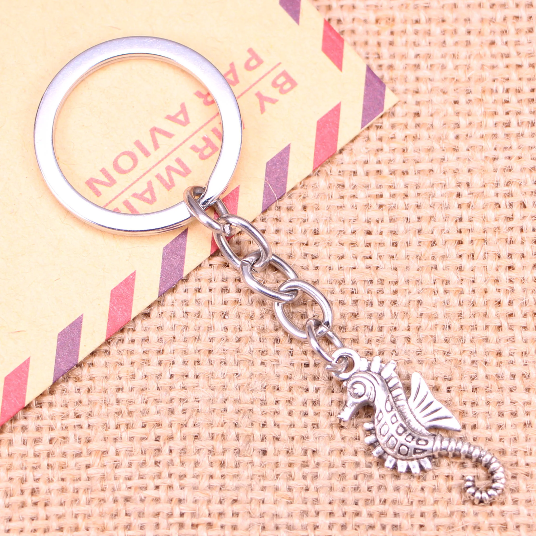 Новинка, модный брелок для ключей, 29x12 мм, подвески в виде морского конька, мужские украшения «сделай сам», брелок для автомобильных ключей, кольцо-держатель, сувенир для подарка