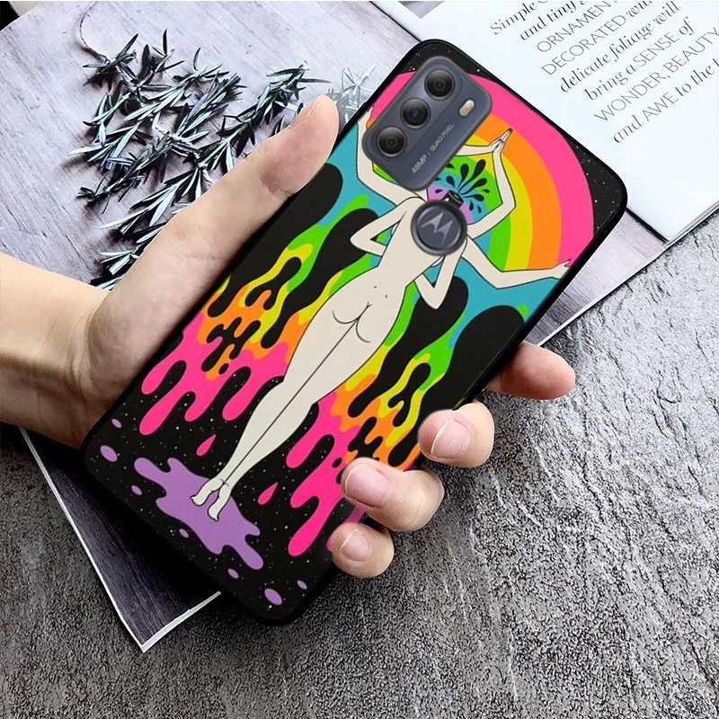 Colourful Psychedelic Trippy Art Phone Case for Motorola Moto G9 Plus G7 G8 Play G7 Power G100 G20 G60 One Action Macro