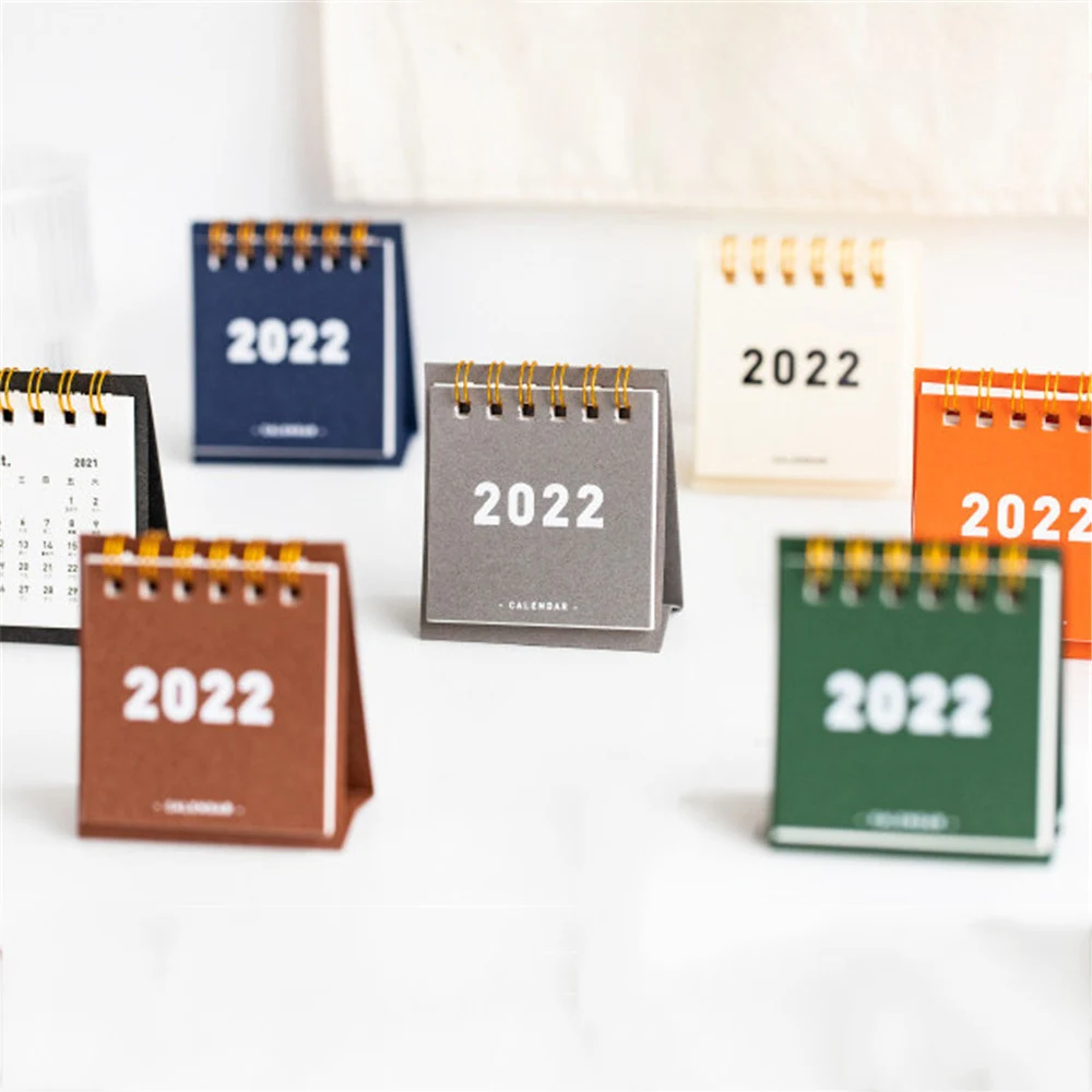 

1pc 2022 Mini Desk Calendar Spiral Daily Weekly Scheduler Planner Table Yearly Agenda Organizer School Office Supplies
