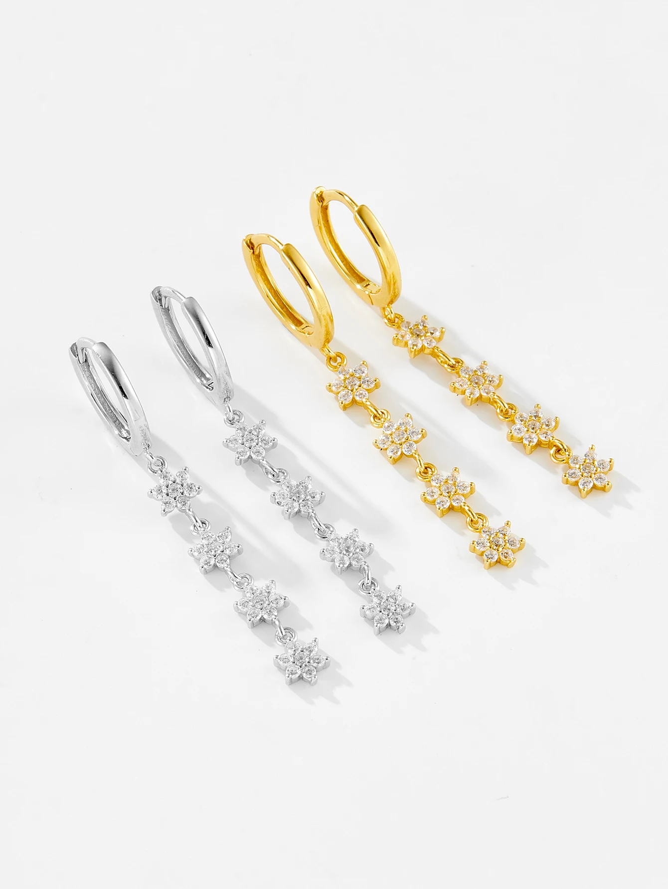 DPLAOPA новинка 925 года серебро 2024 пробы цветок циркон CZ длинная цепочка висячие