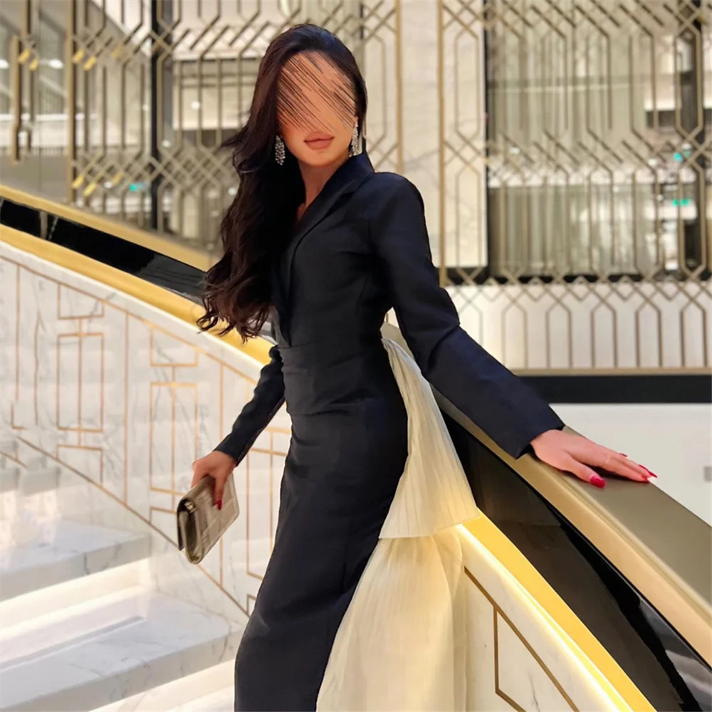 

MINGLAN Formal High Neck Full Sleeve Mermaid Long Evening Dress Backless Ankle Length Sweep Train Elegant Prom Gown New 2023
