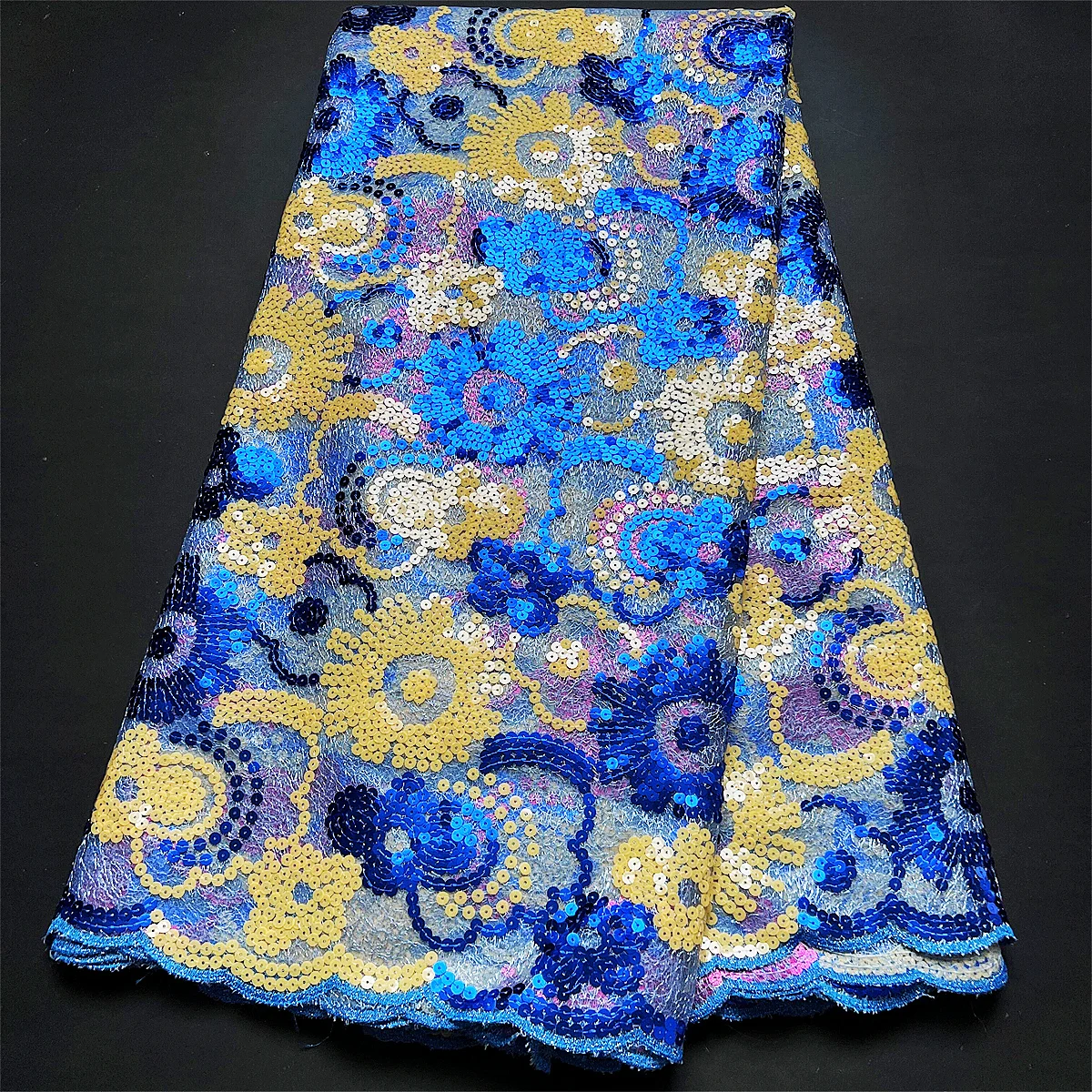 

Новинка 2023, ткань высокого качества с блестками и вышивкой, шитье гипюровыми бусинами для выпускного вечера, 5 ярдов