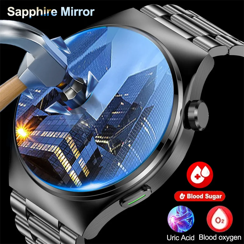 

2023 New Sapphire Glass Laser Treatment Three High Smart Watch Men No-Invasive Blood Glucose Blood Oxygen Uric Acid Smartwatch