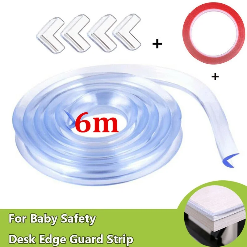 6M Baby Safety Corner Protection Strip Guards Table Edge Furniture Corner Protectors Soft PVC Bumper Home Collision Cushion