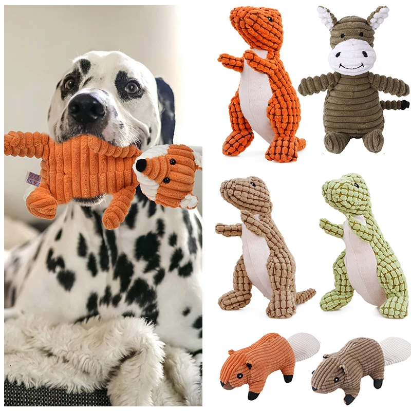 

Pet Dog Chewing Toy Plush Animal Dogs Squeaky Interactive Toys Soft Bite-resistant Doll For Cat Pets Accessories