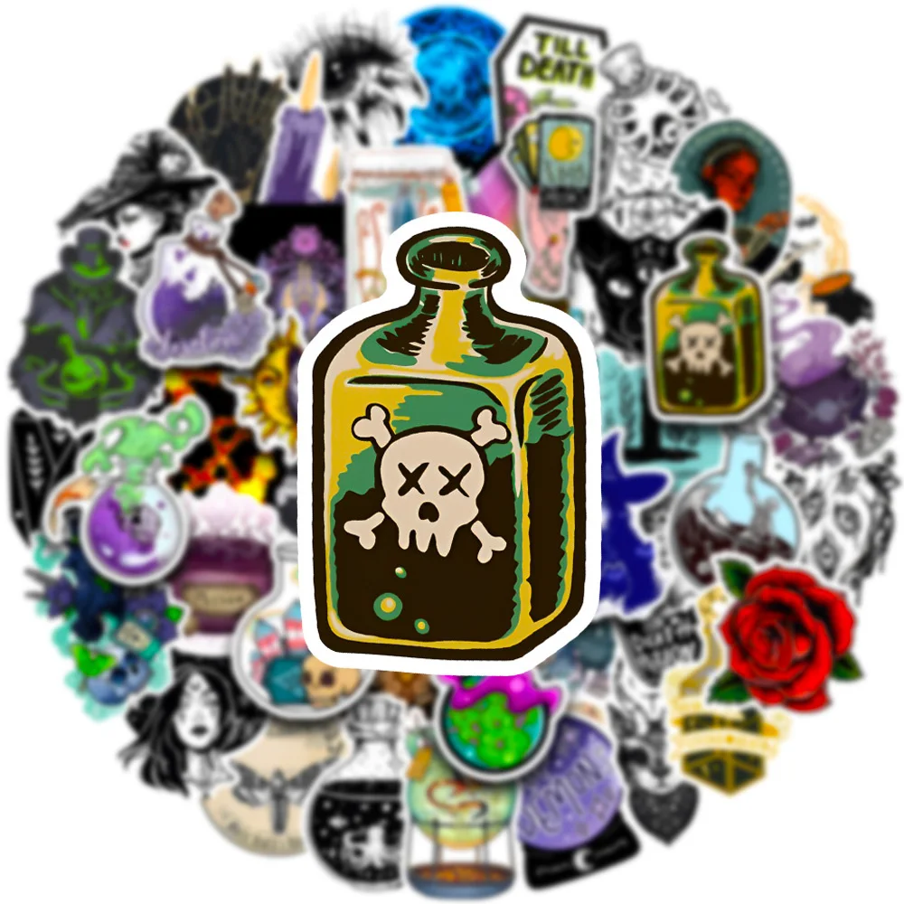 

10/30/50/100PCS Magic Witch Lucky Crystal Apotheca Cartoon Stickers DIY Fridge Laptop Luggage Skateboard Graffiti Joke Sticker