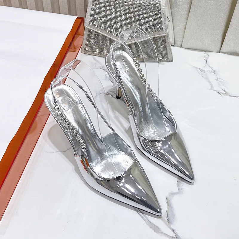 Luxury Designer Sandals Women Pointed Toe Stiletto Lightweight Slip-on Female Shoes Solid Color Handmade Fashion Ladies Footwear