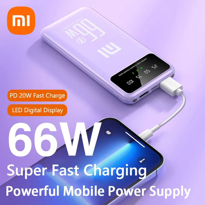 

Xiaomi Power Bank 200000mAh PD High Capacity 66W Fast Charger Powerbank For iPhone Laptop Batterie LED Camping Light Flashlight