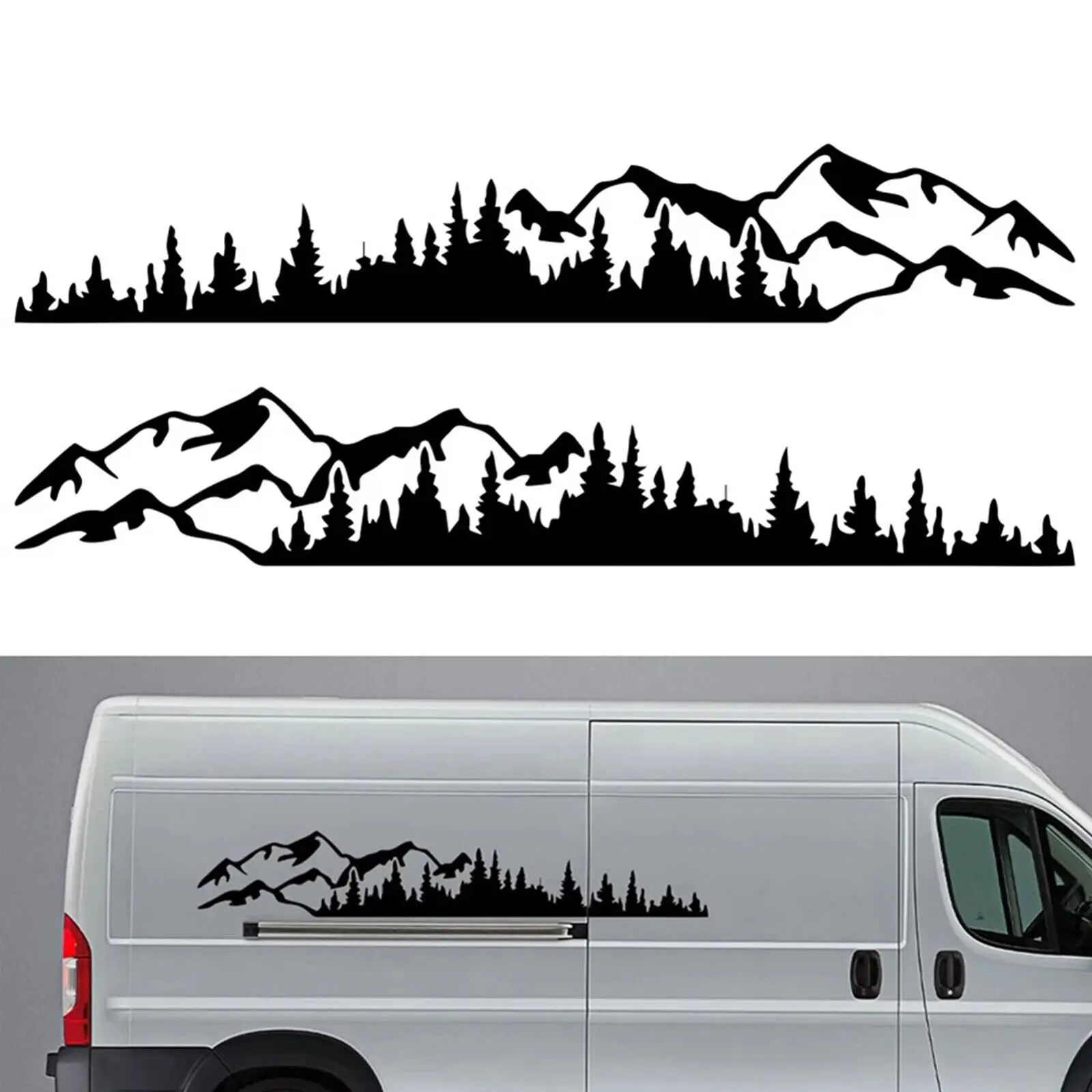 

2Pcs Left Right Car Side Body Sticker Decal Mountain Forest Camper Van Motorhome