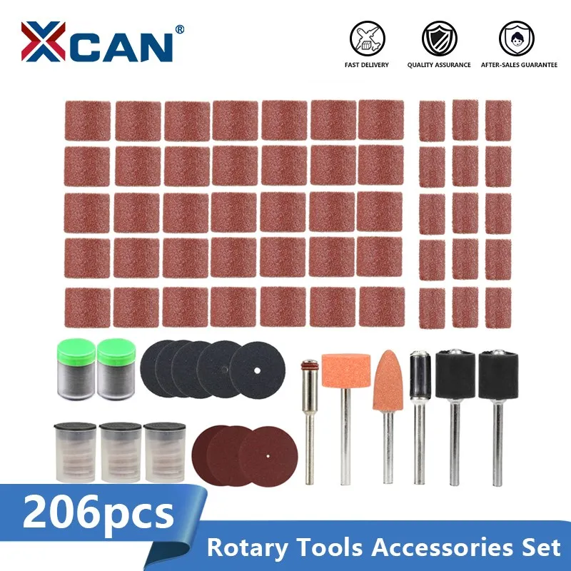 

XCAN 206pcs Sanding Drum Kit with Metal Cutting Saw Blade Disc Sandpaper Rotary Tools Accessories For Dremel Rotary Tools