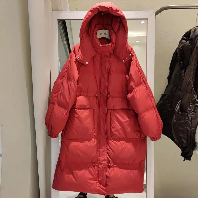 Winter Jacket for Women Down Jackets Long Hooded Coat Parkas Super Hot Tops Korean Fashion Loose White Duck Down Coat New