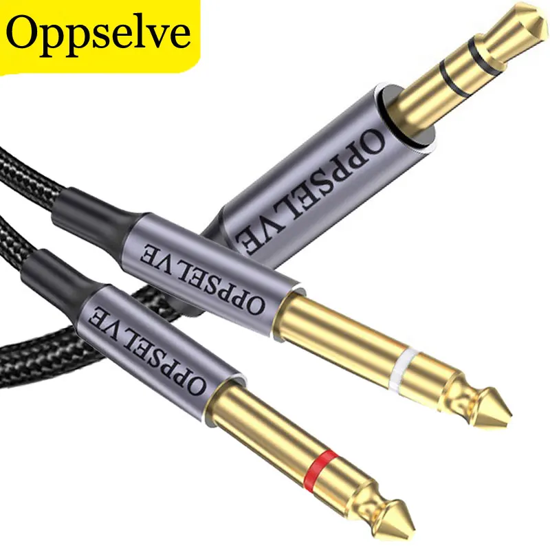 

Splitter Headphone For Computer MP3 PC 3.5mm 1/8" TRS To Dual 6.35mm 1/4" TS Stereo Y-Splitter Audio Cable For Amplifier Speaker