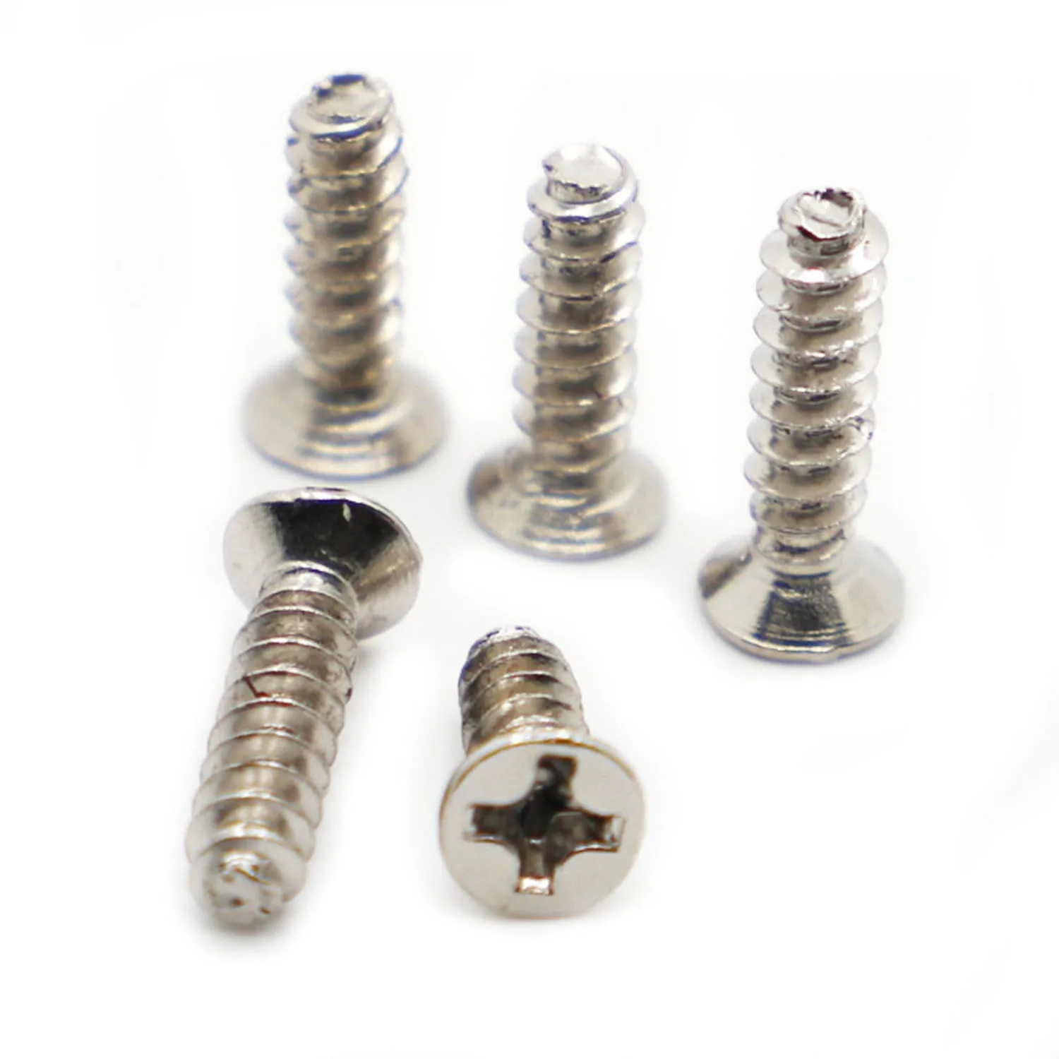 

50/100pcs M1.4 M1.7 M2 M2.3 M2.6 M3 M4 Nickel Plated Phillips Countersunk Flat Tail Self Tapping Screws Flat End Small Bolts