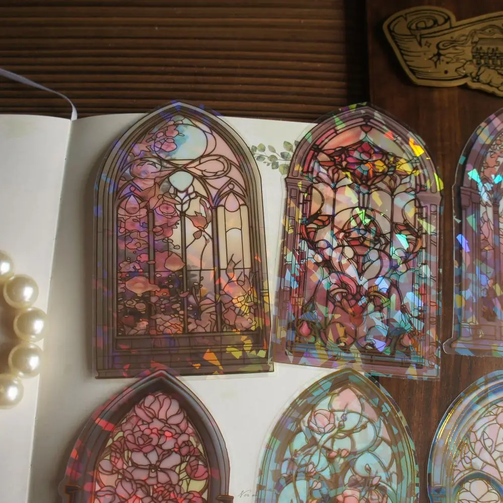10 шт. лазерный Алмазный Узор окон витражного стекла замок стильная ПВХ наклейка