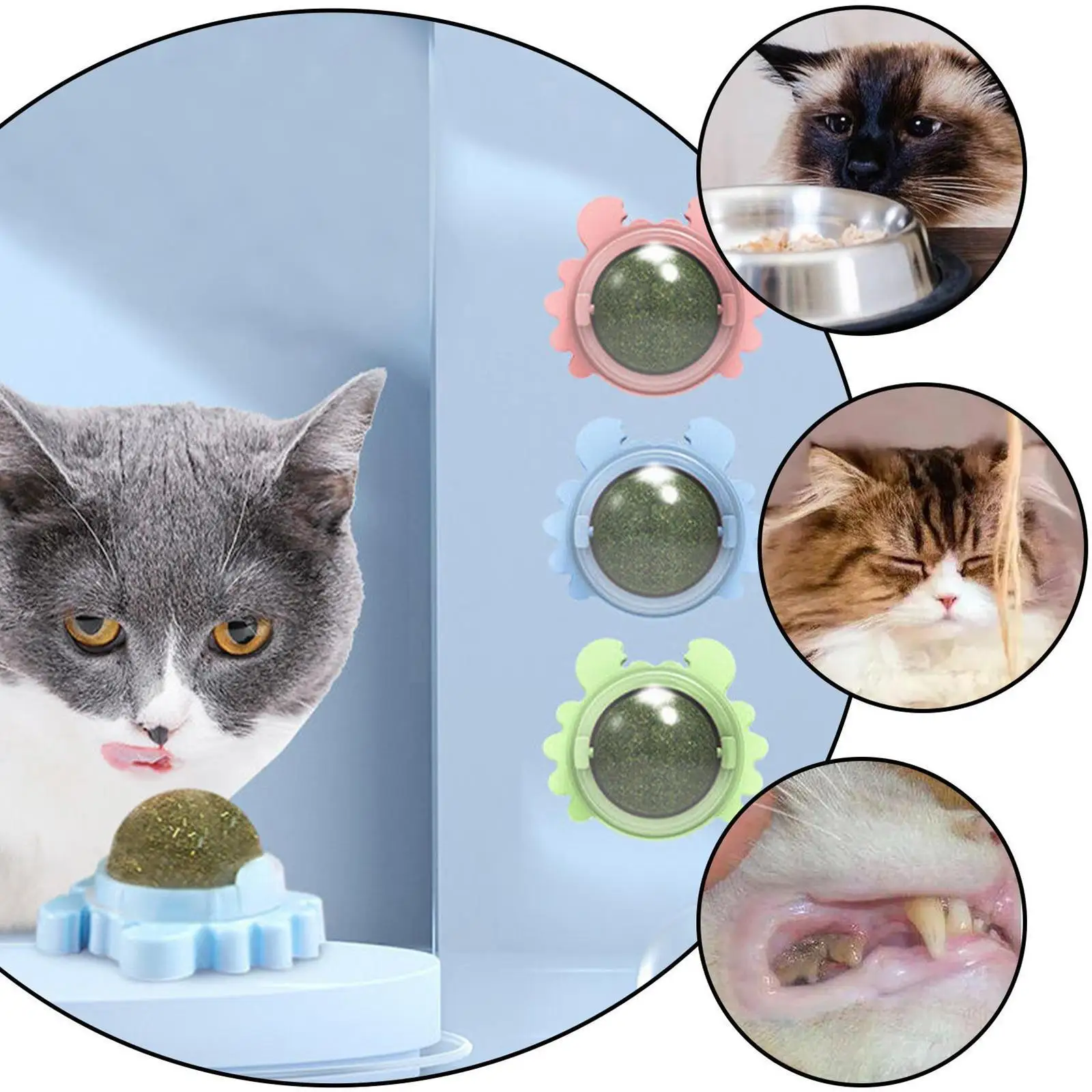 

Pet Cat Toy Catnip Ball Rotating Ball Molar Teeth Happy Cleaning To Posted Toy Wall Cat Tooth Interactive C1V0