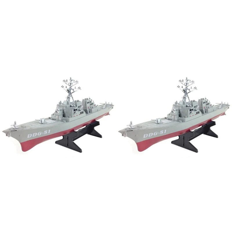 

2X Guided Missile Destroyer Ship Model Static Toys With Display Stand Warship Model DIY Educational Toys Children Gift