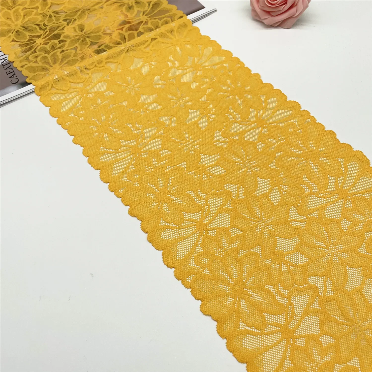 

NEW2023 3y/lot Width 7 1/2 inch (19cm) Orange Yellow Stretch Lace Trim Clothing Sewing Craft DIY Apparel Fabric Lace Garment Acc