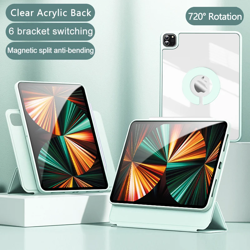 

Newest for iPad Air 5 Case 2022 Air 4 Magnetic Smart Capa 10.2 2021 iPad Pro 11 Case 2020 Mini 6 Acrylic Clear Back Anti-bending