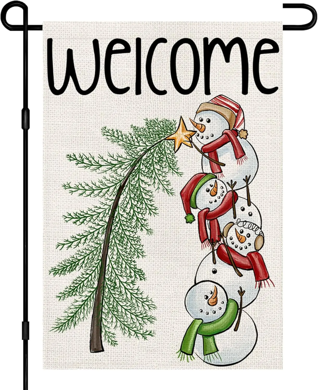 

Cute Christmas Tree Garden Flag 12x18 Double Sided Welcome Snowman Star Small Sigs Winter Seasonal Yard Outdoor Decorations