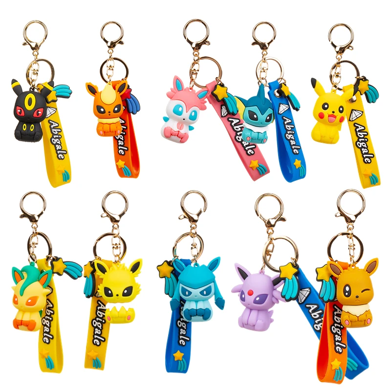 

Pokemon Eevee Series Cute Cartoon Doll Keychain Pendant Toys Pikachu Sylveon Vaporeon Jolteon Espeon Creative Keyring Kids Gifts