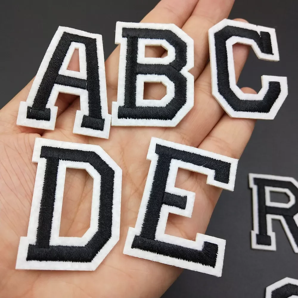 

Embroidery Patches 26 English Alphabet Letter Number Stickers Applique Iron On Patch For Clothing Badge Paste For Clothes Hats