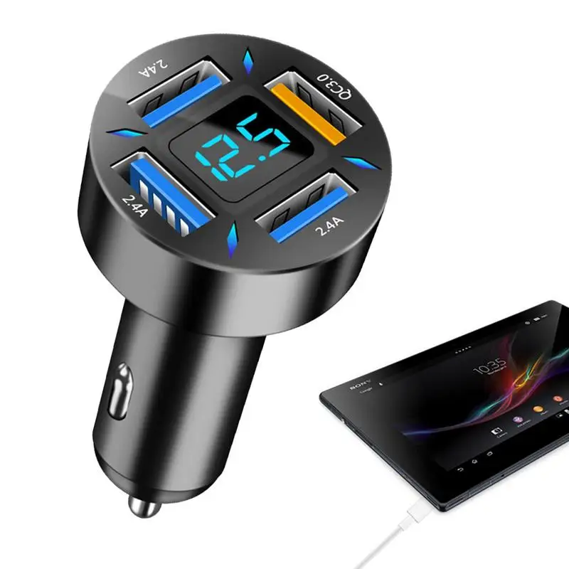 

4 Ports 66W USB Car Charger Type C PD QC3.0 USB C Car Phone Charger Fast Charging Cigarette Lighter Adapter For Mobile Phones