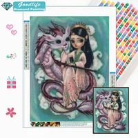 mulan 5d diamond painting embroidery mosaic big eyes fantasy chinese dragon princess cross stitch crystal rhinestone home decor