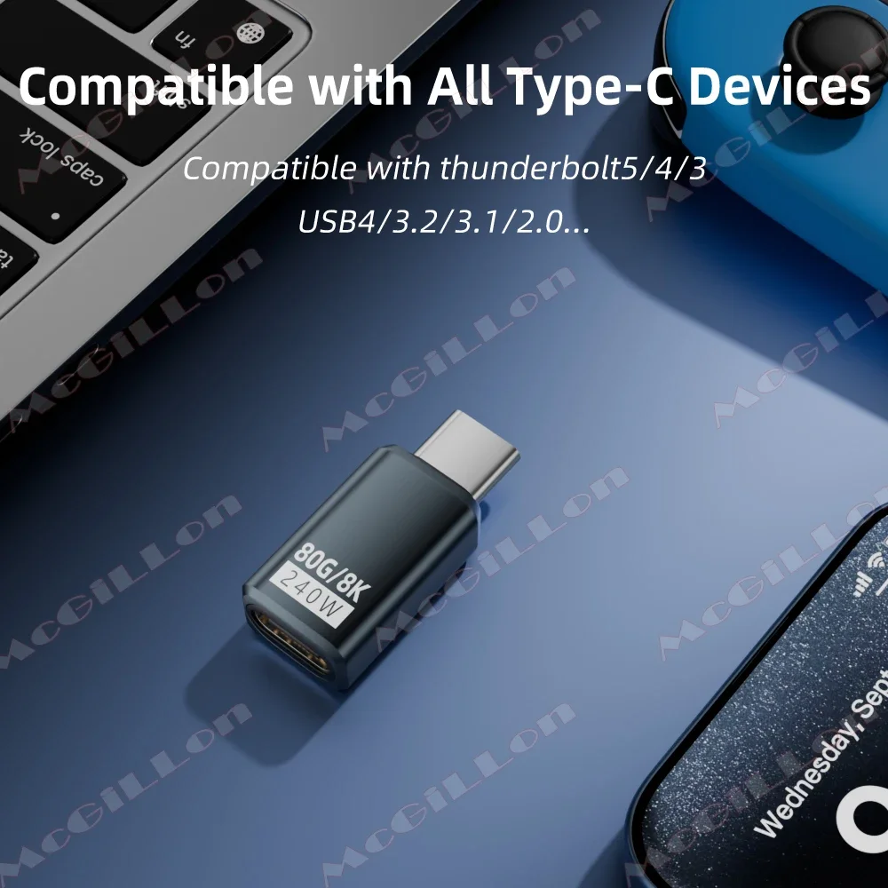 Фото Угловой адаптер USB4 V2 90 градусов типа C 80 Гбит/с Thunderbolt 5 4 3 Локтевой адаптер 240 Вт Кабельный разъем USB-C 40 Гбит/с для MacBook Air №5