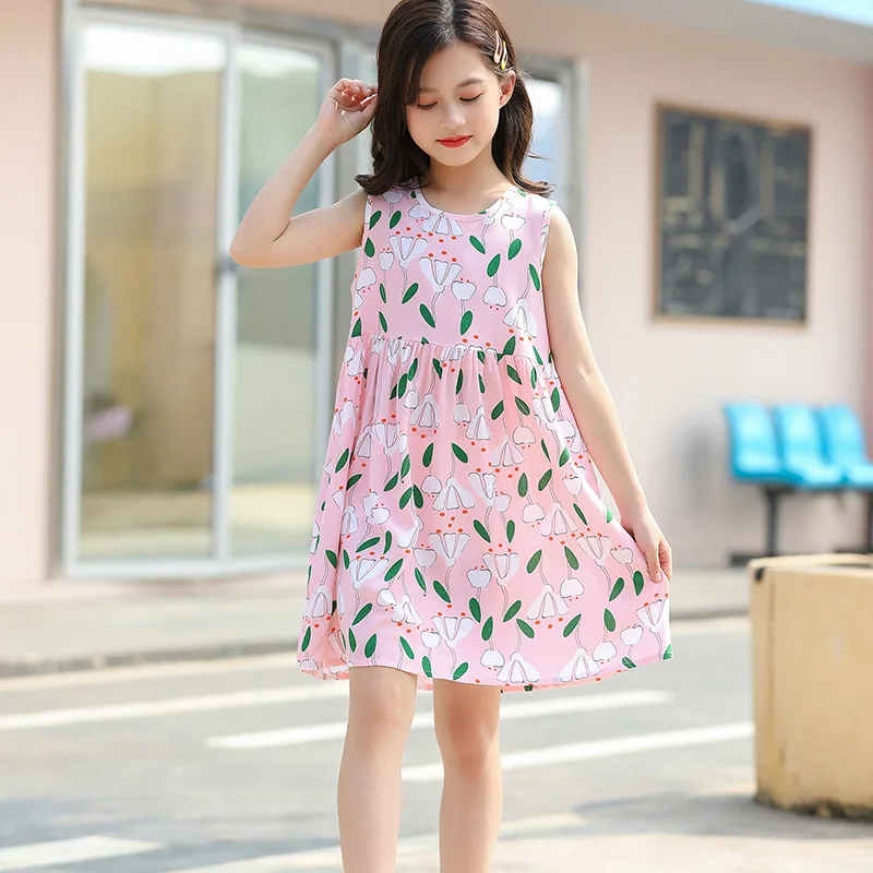 Шифоновые платья без рукавов с цветочным принтом для девочек-подростков