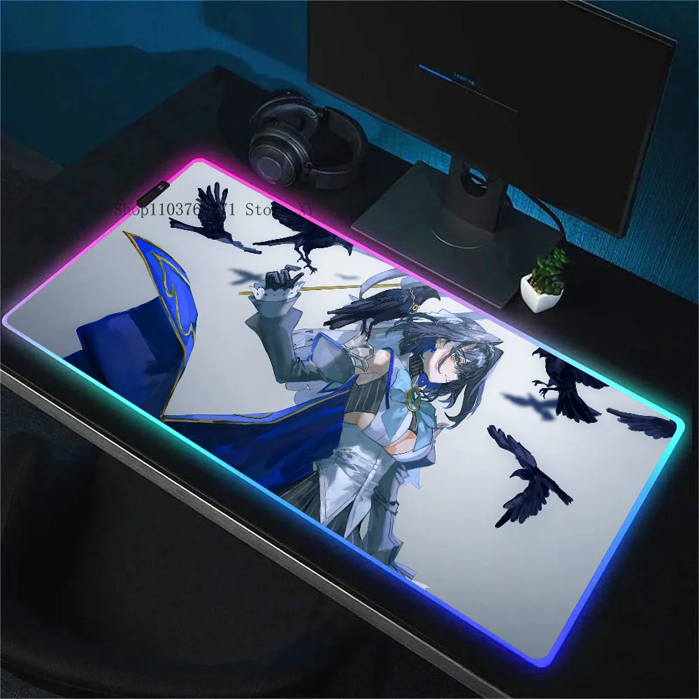 Фото Игровой коврик для мыши Ouro Kronii Hololive Girl, размер XXL, RGB, HD, черный цвет, яркий цвет №3