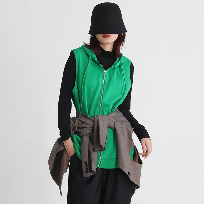 2023 New Women Coat Hollow Cardigan Long Sleeve Jacket Hooded Vest Two-piece Black Blazer Sport Jacket Casual Streetwear