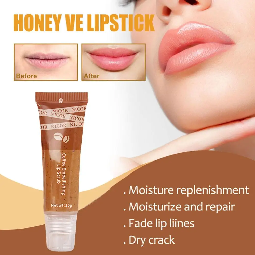 

Lip Scrub Remove Dead Skin Coffee Lip Scrubbing Lip cosmetics Anti-cracking Lip 15g Care Moisturizing Exfoliator X7F0