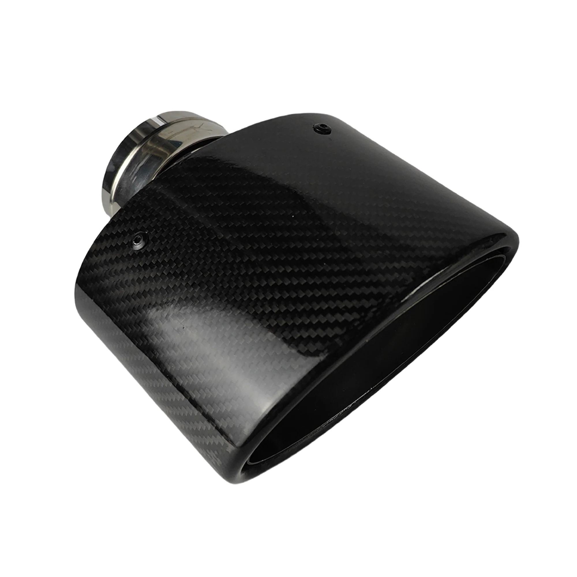 1 Pcs Universal Glossy Carbon Fiber Car Mufflers Tip Exhaust Pipe Nozzle Decoration polishing Oval Width 105/115/130/150