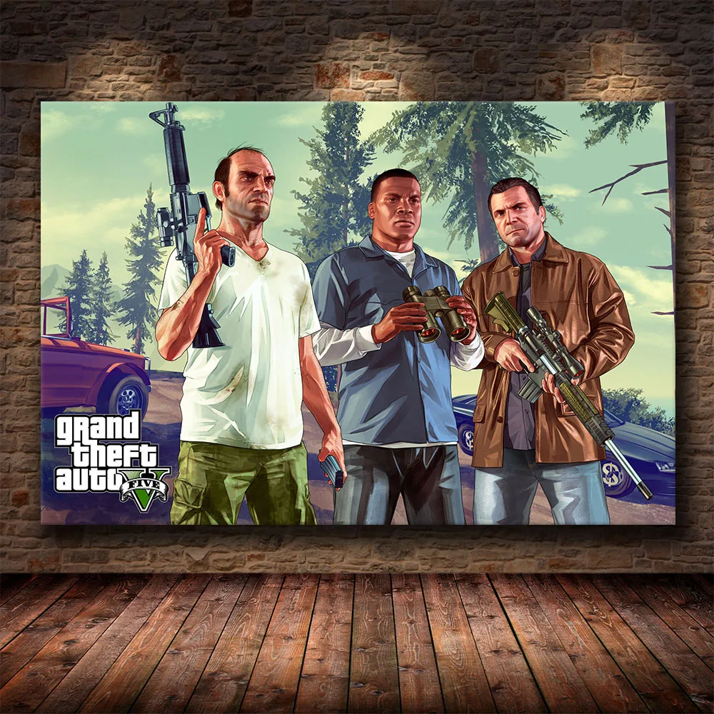 Фото Настенный постер Grand Theft Auto V Game Классическая Картина на холсте с принтом GTA 5