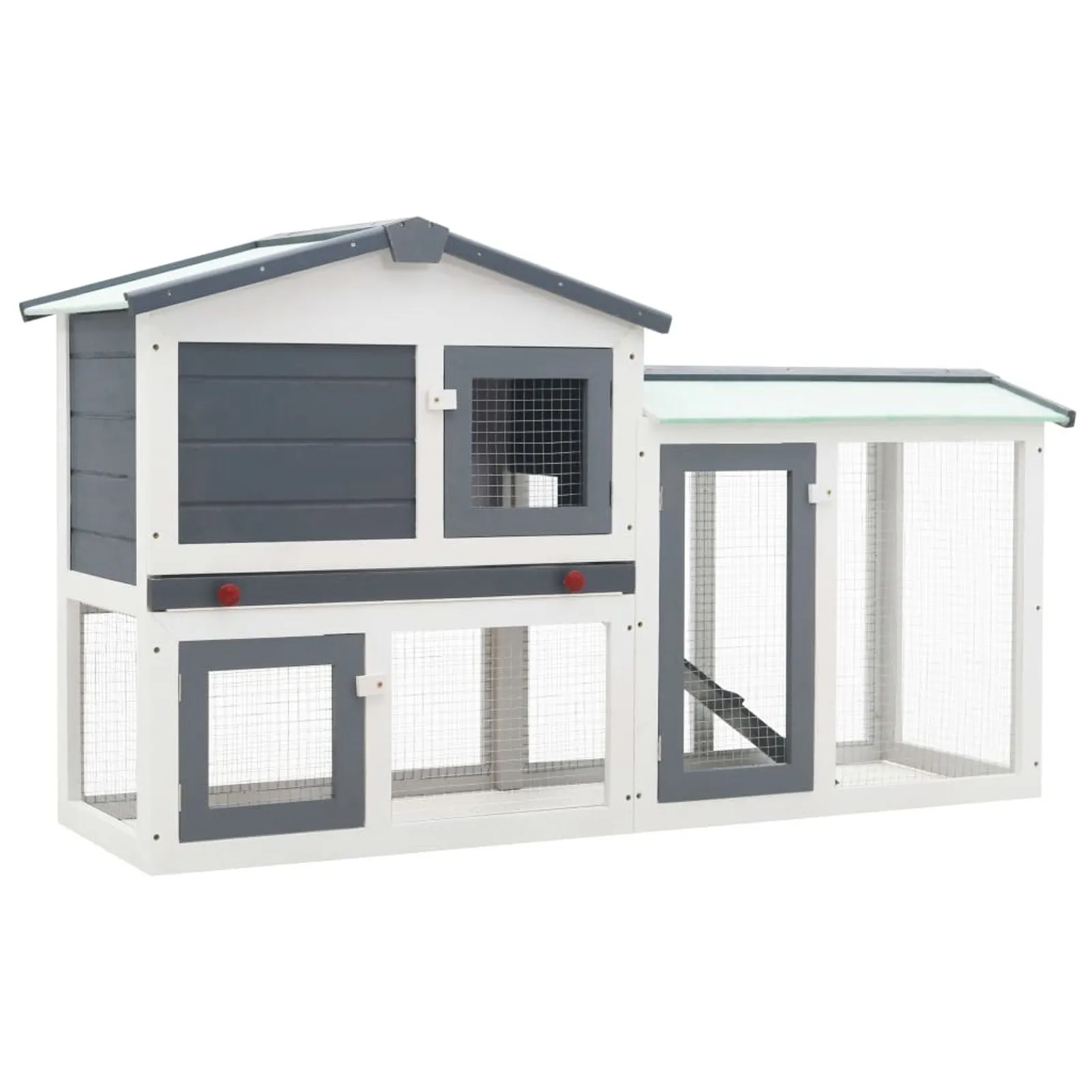 

Outdoor Large Rabbit Hutch Gray and White 57.1"x17.7"x33.5" Wood