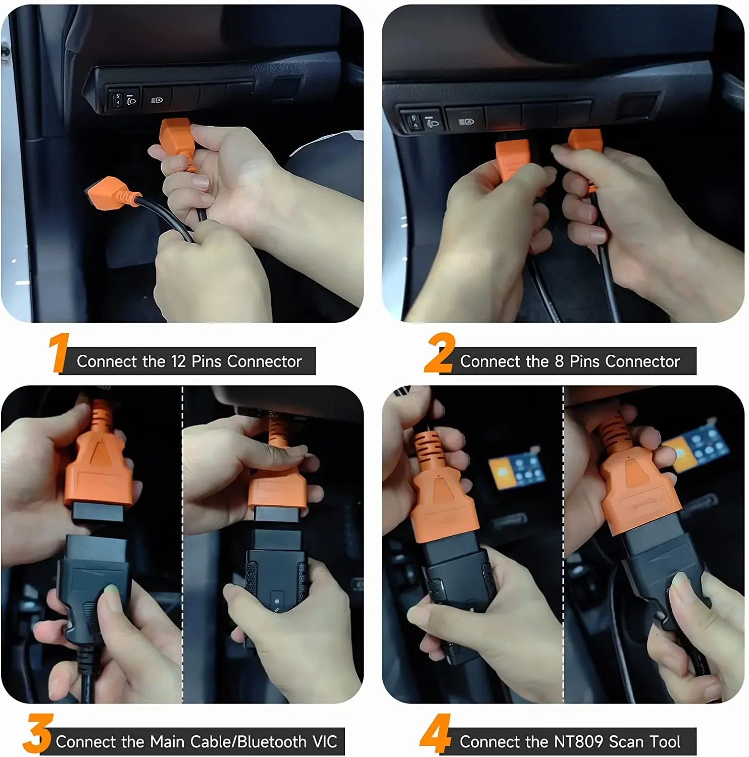 Кабельный адаптер FOXWELL OBD2 на 12 + 8 совместимый с кабельным разъемом FCA Autoauth