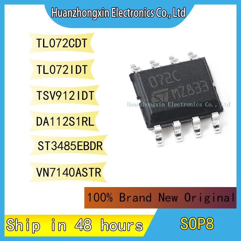 

TL072CDT TL072IDT TSV912IDT DA112S1RL ST3485EBDR VN7140ASTR SOP8 100% Brand New Original Chip Integrated Circuit Microcontroller