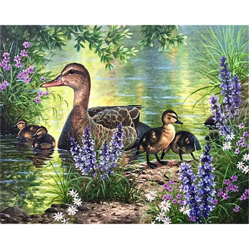 

GATYZTORY duck Oil Painting By Numbers Animal Pictures Handpainted Canvas Painting Wall Art Drawing By Numbers Unique Gift