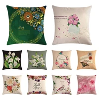 bird and flower pattern cushion cover prinited pillow cover linen cotton linen decoration home decor housse de coussin zy1095