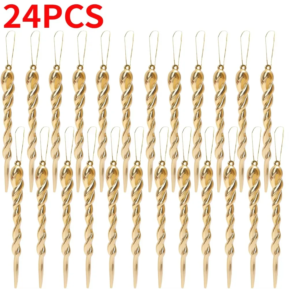 

Золотые и серебряные искусственные сосульки для елки