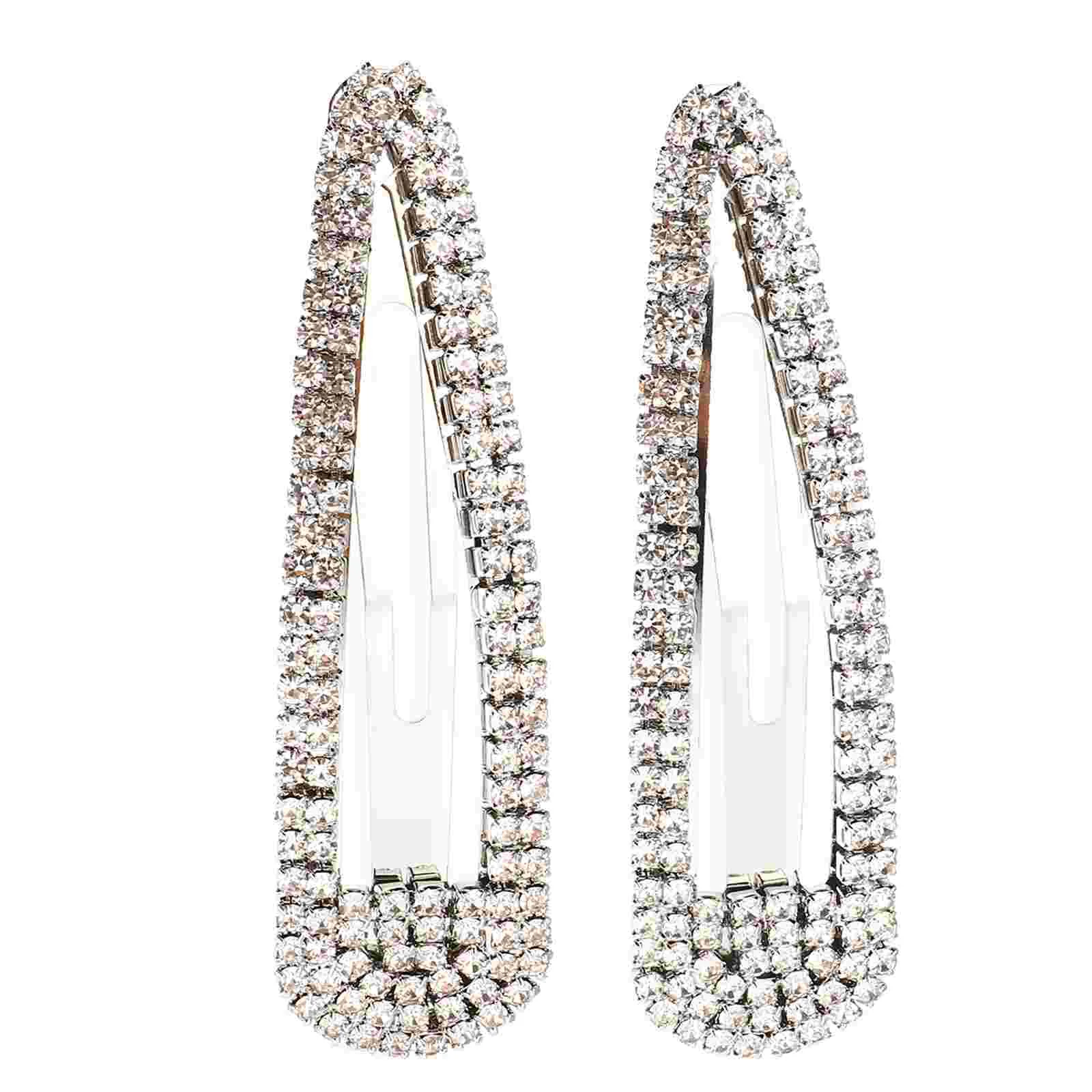 

Hair Clips Rhinestone Snap Barrettes Crystal Clip Women Girls Bridal Wedding Large Sparkly Metal Decorative Clamp Side