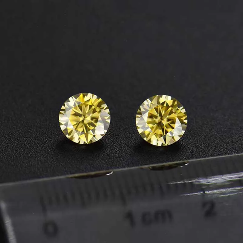 

0.5-3ct Yellow Color VVS Round Moissanite Loose Stones 8 Heart 8 Arrow Excellent Cut Moissanite Gemstone for Diy Jewelry Making