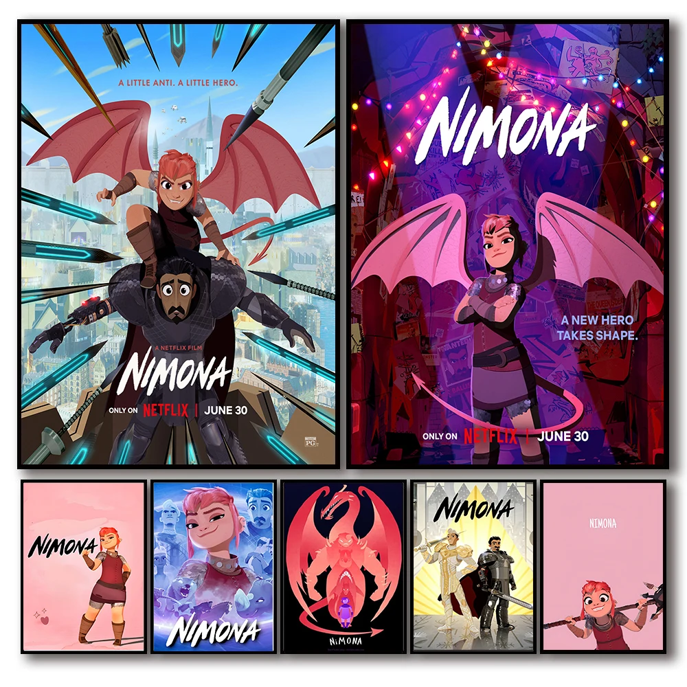 

2023 New Europe and America Movie Anime Nimona Nordic Wall art Home decoration Aesthetic HD Kids Room posters canvas painting