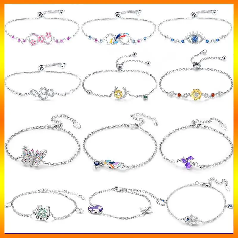 Женский браслет со сверкающими Фианитами с символом бесконечности ювелирное