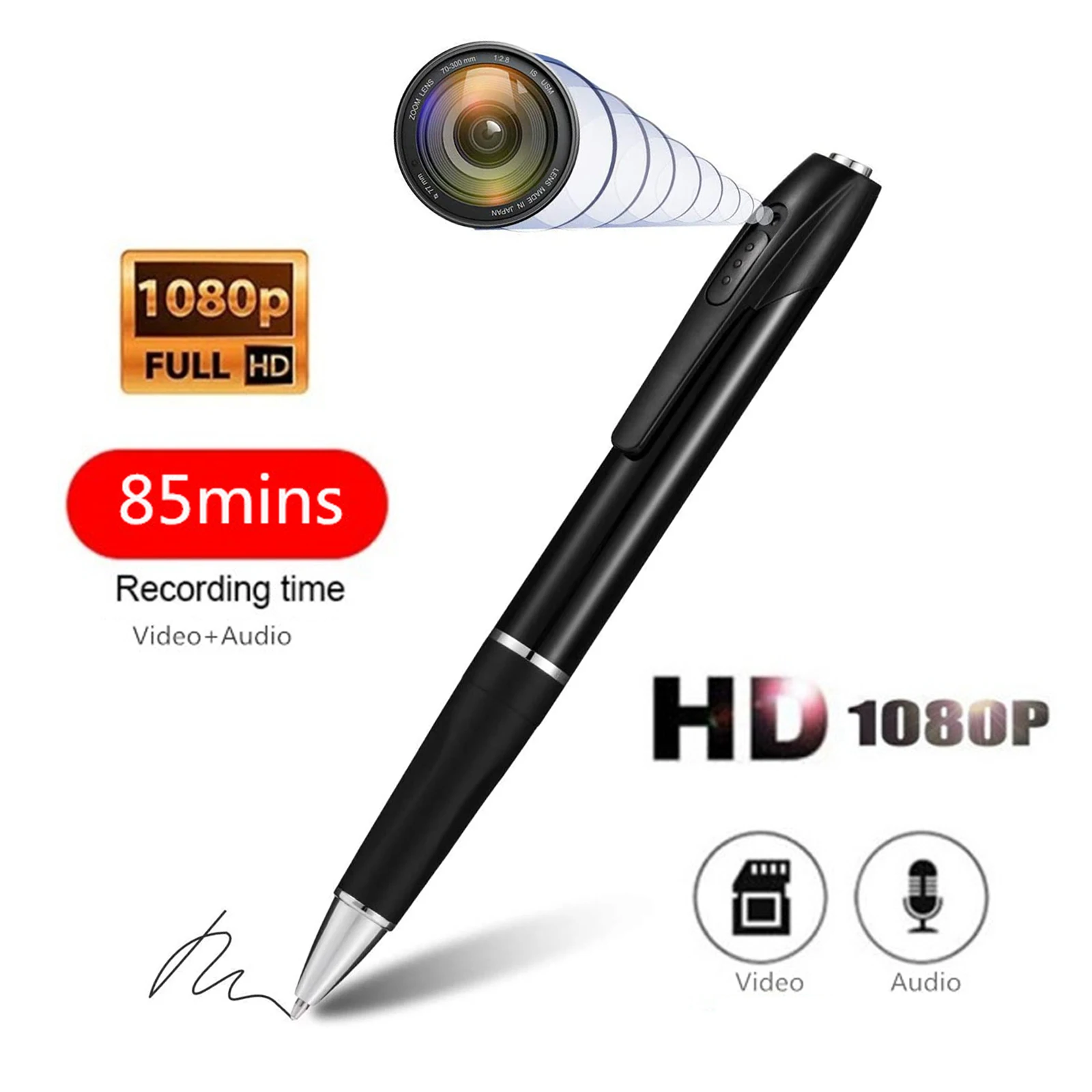 

Миниатюрная Карманная камера, записывающее устройство с функцией аудио и голоса, микровидеорегистратор, ручка для бизнес-конференций и обе...